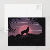 Wolf Vollmond Postkarte (Vorne/Hinten)