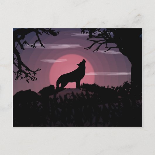 Wolf Vollmond Postkarte (Vorderseite)