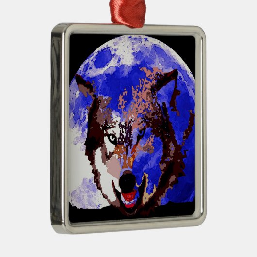 Wolf & Vollmond Silbernes Ornament (Rechts)