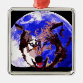 Wolf & Vollmond Silbernes Ornament (Vorne)