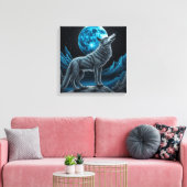 Wolf vor dem Vollmond Stehend | AI Art Leinwanddruck (Insitu (Wohnzimmer))