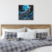 Wolf vor dem Vollmond Stehend | AI Art Leinwanddruck (Insitu (Schlafzimmer))