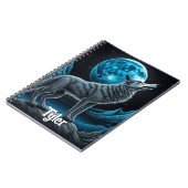 Wolf vor dem Vollmond Stehend | AI Art Notizblock (Linke Seite)