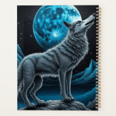 Wolf vor dem Vollmond Stehend | AI Art Planer (Rückseite)