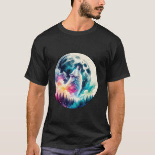 Wolf Wald Mond Vintage Kosmischer Heulender Wolf L T-Shirt