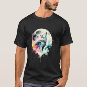 Wolf Wald Mond Vintage Kosmischer Heulender Wolf L T-Shirt