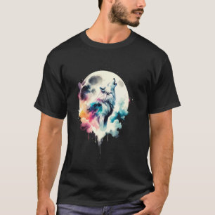 Wolf Wald Mond Vintage Kosmischer Heulender Wolf L T-Shirt