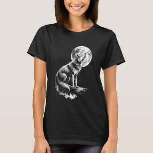 Wolf Wald Mond Vintage Kosmischer Heulender Wolf L T-Shirt