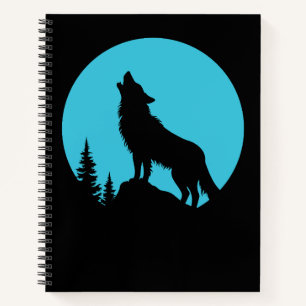 Wolf Wald Natur Draußen Wildnis Silhouette Notizblock