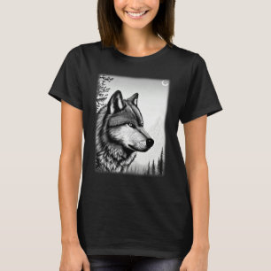 Wolf Wald Tierdruck Raubtier Motiv Kopf Wölfe T-Shirt