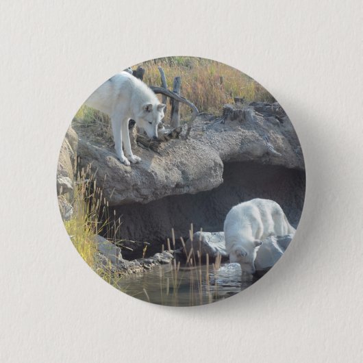 Wolf-Waldnatur-Land-FriedensLiebe-Tier Button (Vorderseite)