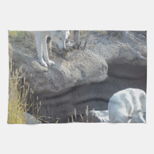 Wolf-Waldnatur-Land-FriedensLiebe-Tier Geschirrtuch