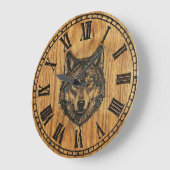 Wolf Wall Clock – Silent Wild Guardian Große Wanduhr (Winkel)