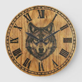 Wolf Wall Clock – Silent Wild Guardian Große Wanduhr (Vorderseite)
