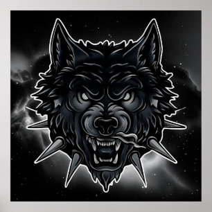 🐺 Wolf-Wandkunst Dornenhalsband Schlafzimmereinri Poster