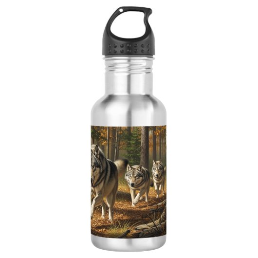 Wolf Water Bottle style 1 Edelstahlflasche (Vorderseite)