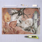 Wolf Watercolor Fall Mysteriöses Orakel im Herbst Seidenpapier (Handwerk)