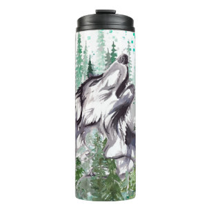 Wolf Watercolor Farbiger Wolf Thermal Tumbler Thermosbecher