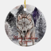Wolf Watercolor in Dark Forest Weihnachtsschmuck (Hinten)