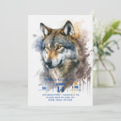 Wolf Watercolor Painting Einladung (Stehend Vorderseite)