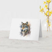 Wolf Watercolor Painting Karte (Gelbe Blume)