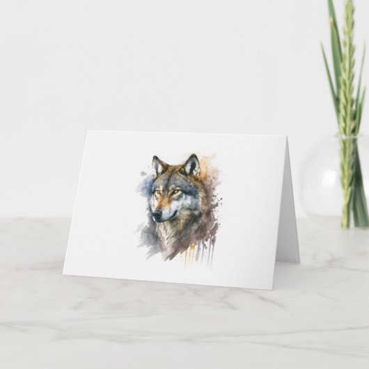 Wolf Watercolor Painting Karte (Vorderseite)