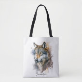 Wolf Watercolor Painting Tasche (Vorderseite)