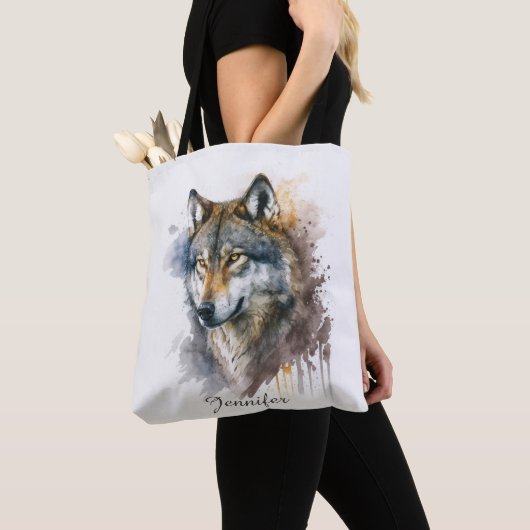 Wolf Watercolor Painting Tasche (Von Nahem)