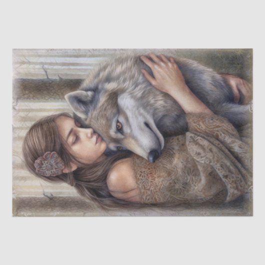 Wolf Watercolor Tissue Paper Seidenpapier (Vorderseite)