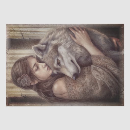 Wolf Watercolor Tissue Paper Seidenpapier (Vorderseite)