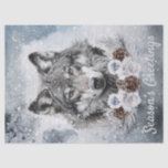 Wolf Watercolor Winter Christmas Seidenpapier<br><div class="desc">Wolf Watercolor Winter Christmas</div>