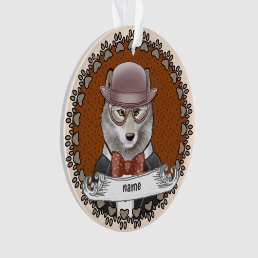 Wolf Wearing Glasses Ornament (Vorderseite)