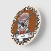 Wolf Wearing Glasses Runde Wanduhr (Winkel)