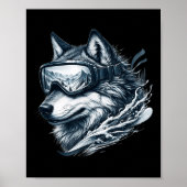 Wolf Wearing Ski Snowboard Goggles Wolf Skiing  Poster (Vorne)