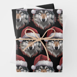 Wolf Weihnachten Lustiges Weihnachtsgeschenk Tierl Geschenkpapier Set