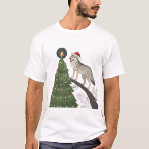 Wolf Weihnachten Weihnachten Weihnachtsbaum Tragen T-Shirt