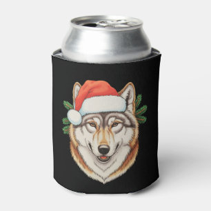 Wolf Weihnachten Xmas Santa Hut Tier Feiertag Dosenkühler