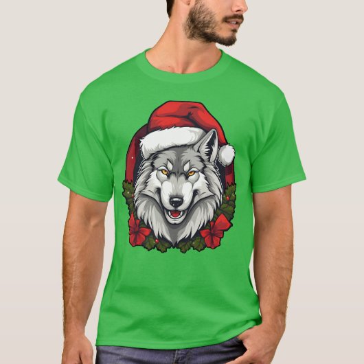Wolf Weihnachtsfamilie T-Shirt (Vorderseite)