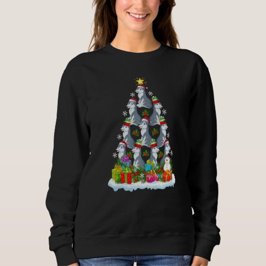 Wolf Weihnachtsfeiertag Wolf-Weihnachtsbaum Sweatshirt (Vorderseite)