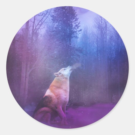 Wolf Weihnachtskleber Runder Aufkleber (Vorderseite)