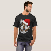 Wolf Weihnachtsmannmütze Weihnachts-Langschläfer S T-Shirt (Vorne ganz)