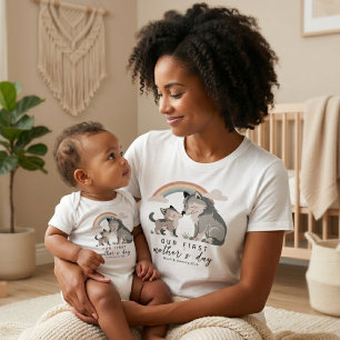Wolf Welpe Baby Erster Muttertag Soft Pastell Kuns Strampler