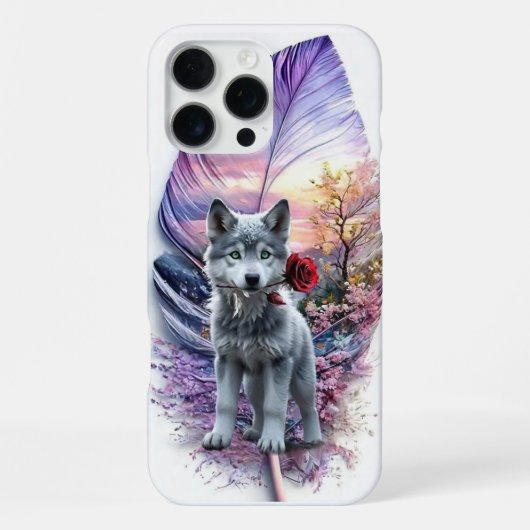 Wolf Welpe & Feder iPhone Hülle (Rückseite)