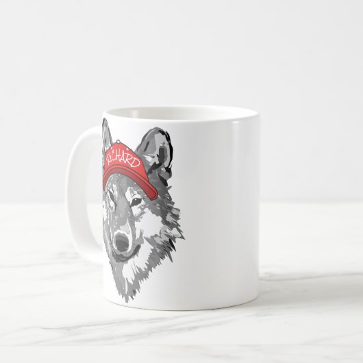 Wolf White&Black Red Baseball Cap Name Team T-Shir Kaffeetasse (Vorderseite Links)