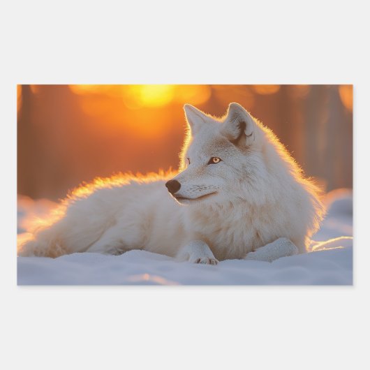 Wolf Wild Animal Loving Portrait Rechteckiger Aufkleber (Vorderseite)