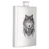 Wolf Wild Animal Nature Illustration Art Tattoo Flachmann (Rechts)