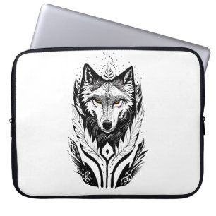 Wolf Wild Animal Nature Illustration Art Tattoo Laptopschutzhülle