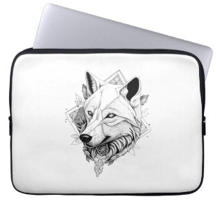 Wolf Wild Animal Nature Illustration Art Tattoo Laptopschutzhülle
