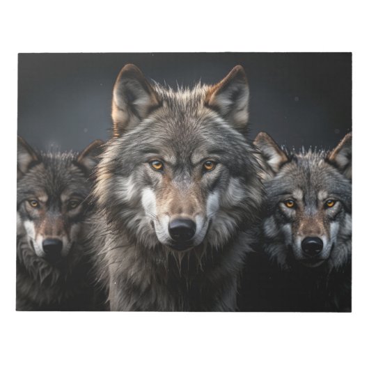 Wolf Wild Animal Portrait Fierce Power Notizblock (Vorderseite)