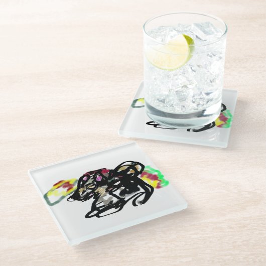 Wolf Wild Herbst Glasuntersetzer (Schrägansicht)